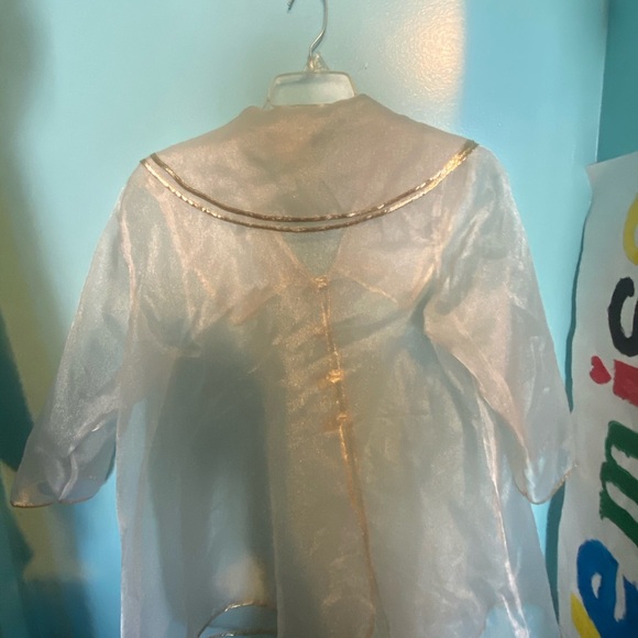 White and gold linen transparent blouse - Picture 6 of 6